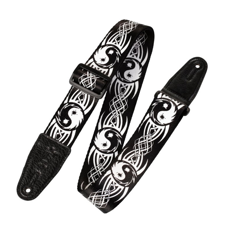 Levy's Leathers 2" Polyester Guitar Strap with Printed Design, Garment Leather Ends and Tri-glide Adjustment; Yin and Yang Motiff (MP-15) - Image 1
